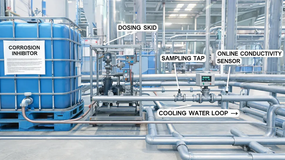 Water treatment dosing skid in process plant